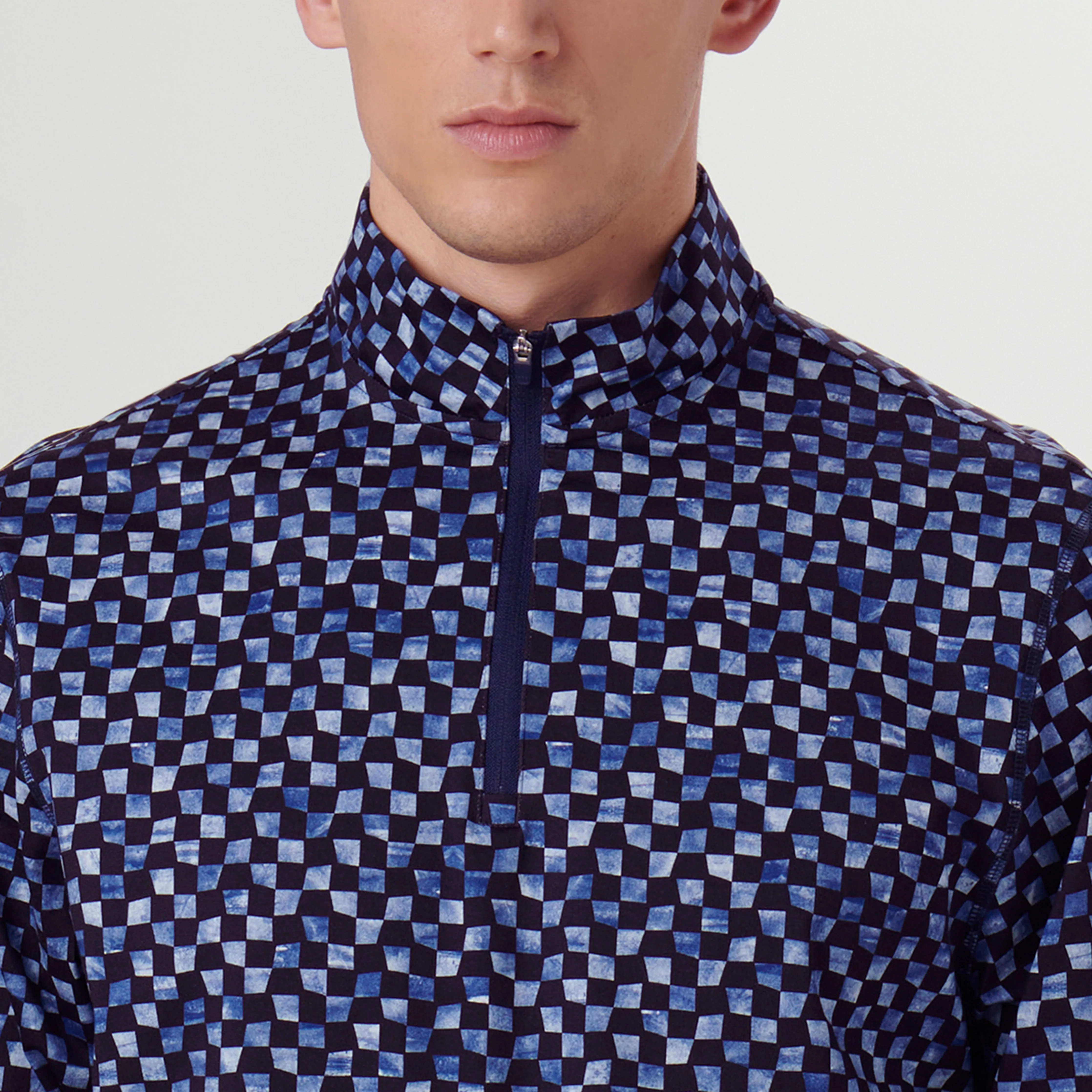 Anthony Checker Print OoohCotton Quarter Zip Pullover