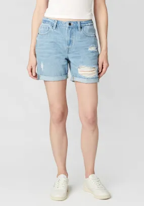 Billy Distressed Women's Boyfriend Shorts in Light Blue - BL15784