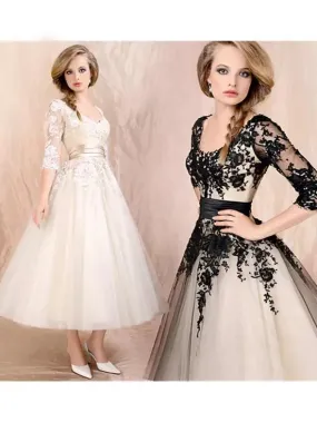 Black Lace Homecoming Dress 3/4 Sleeve Homecoming Dress ER094