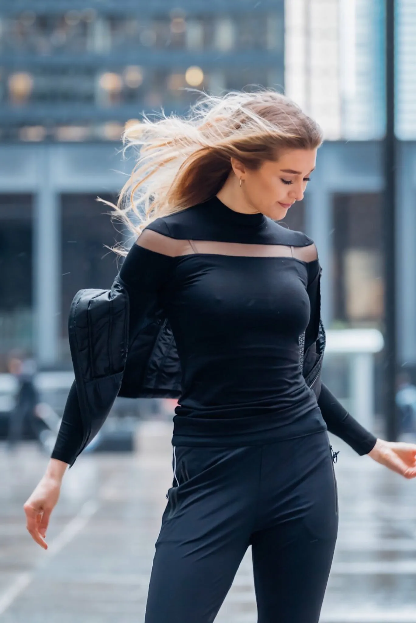 Black Mesh Cut out Tunic Top