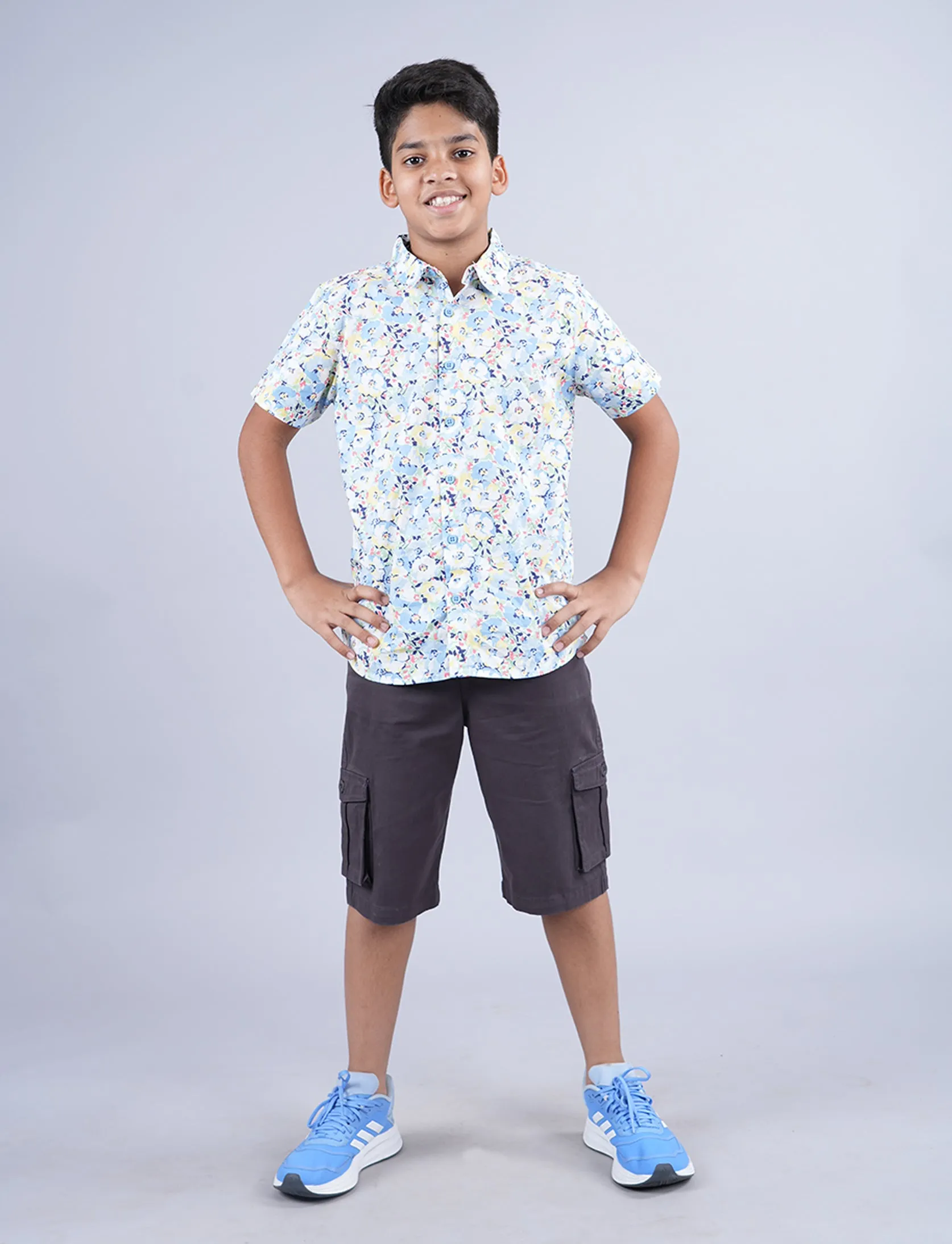 Boys AOP Half Sleeve Shirt & Woven Cargo Short Set