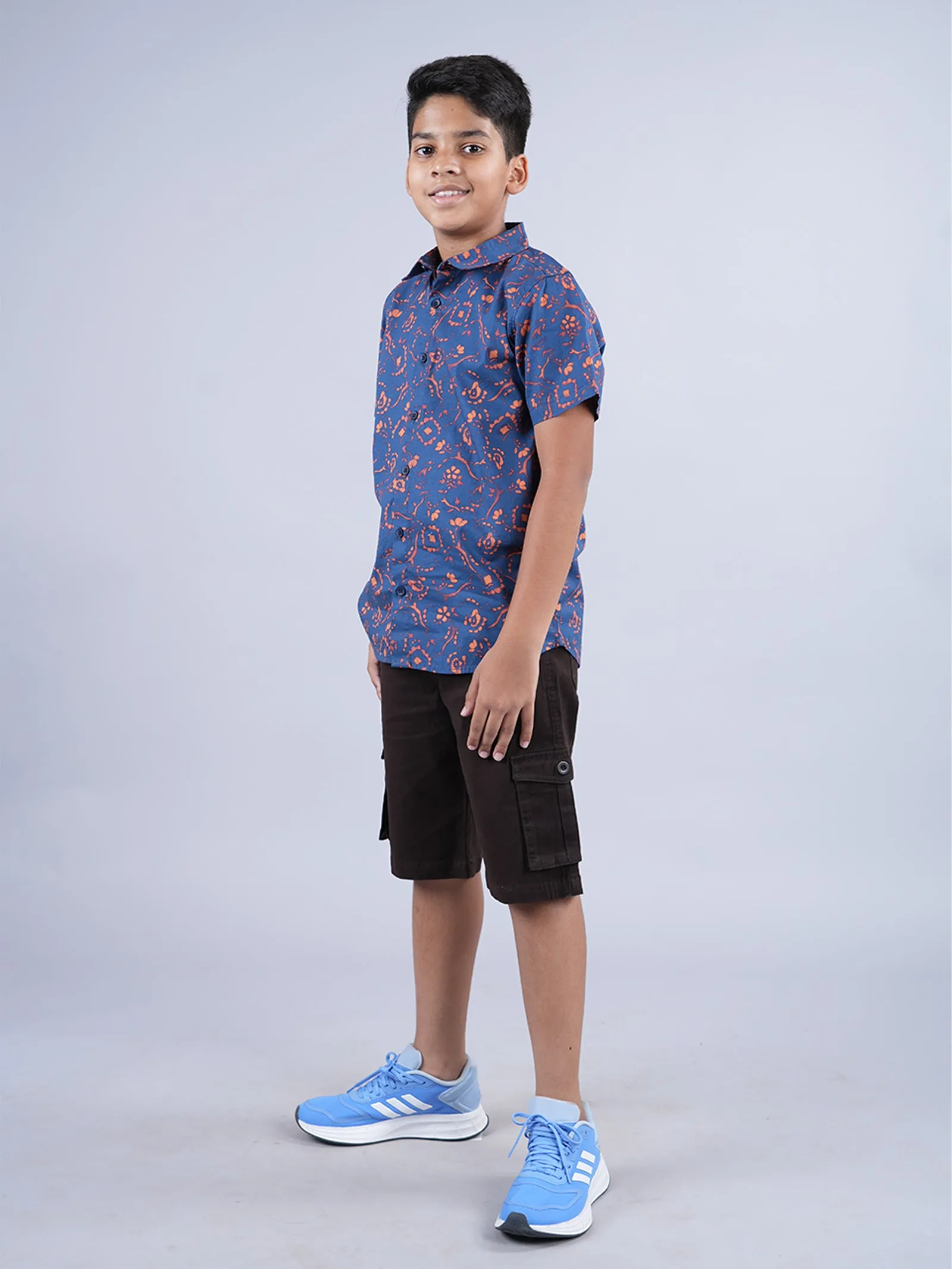 Boys AOP Half Sleeve Shirt & Woven Cargo Short Set