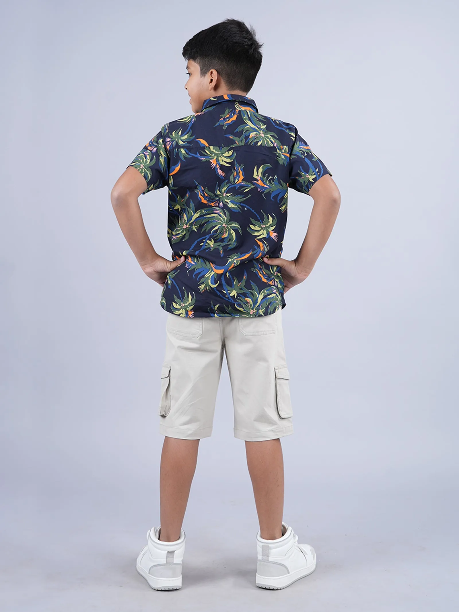 Boys AOP Half Sleeve Shirt & Woven Cargo Short Set