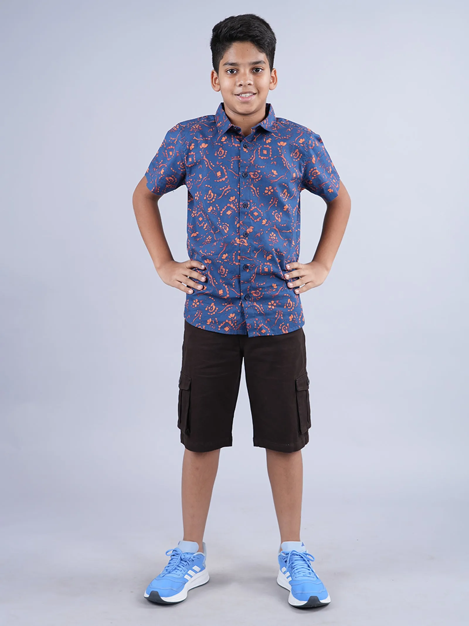 Boys AOP Half Sleeve Shirt & Woven Cargo Short Set