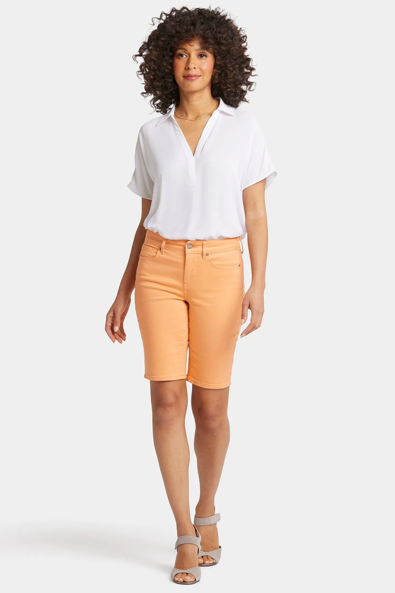 Briella 11 Inch Denim Shorts - Apricot Crush