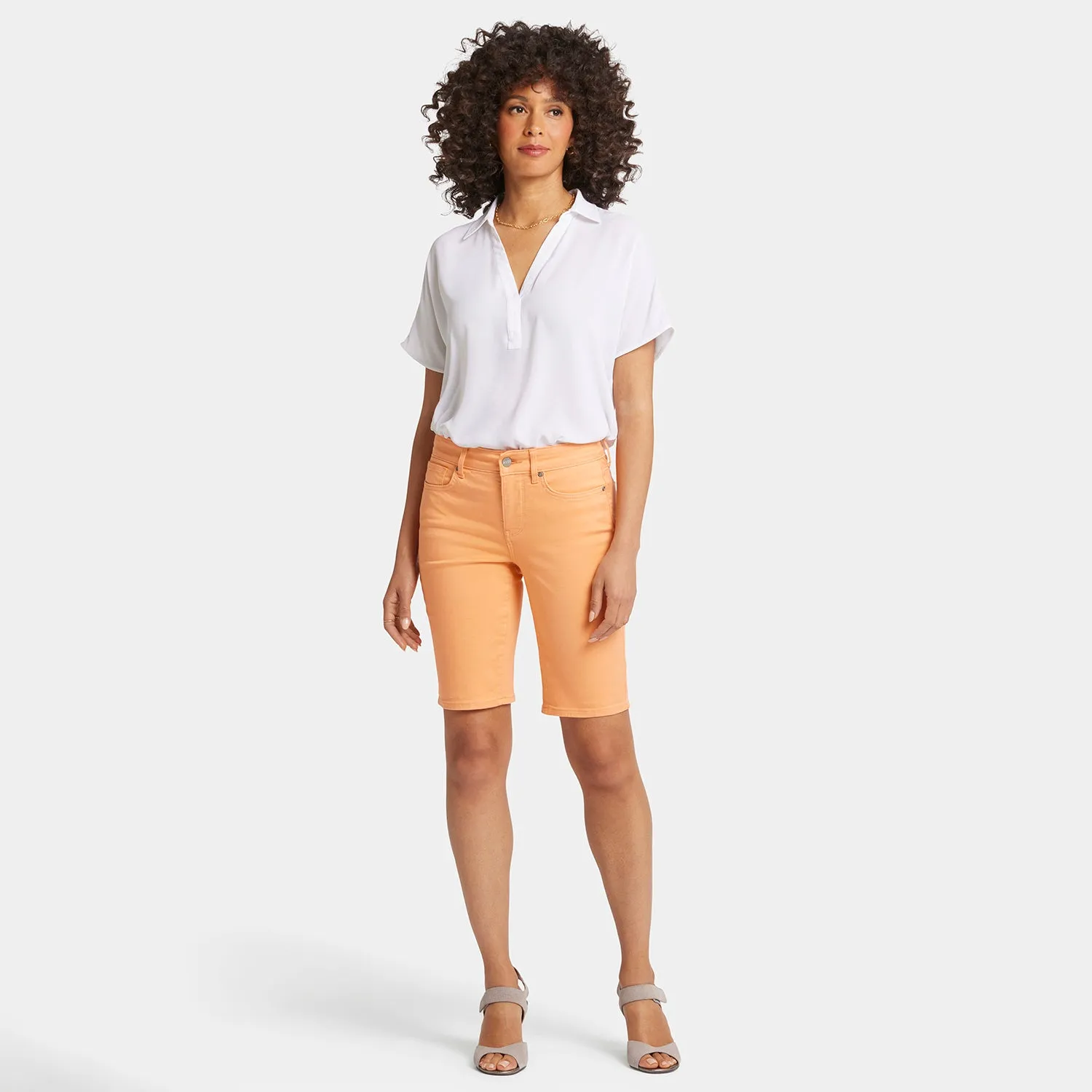 Briella 11 Inch Denim Shorts - Apricot Crush