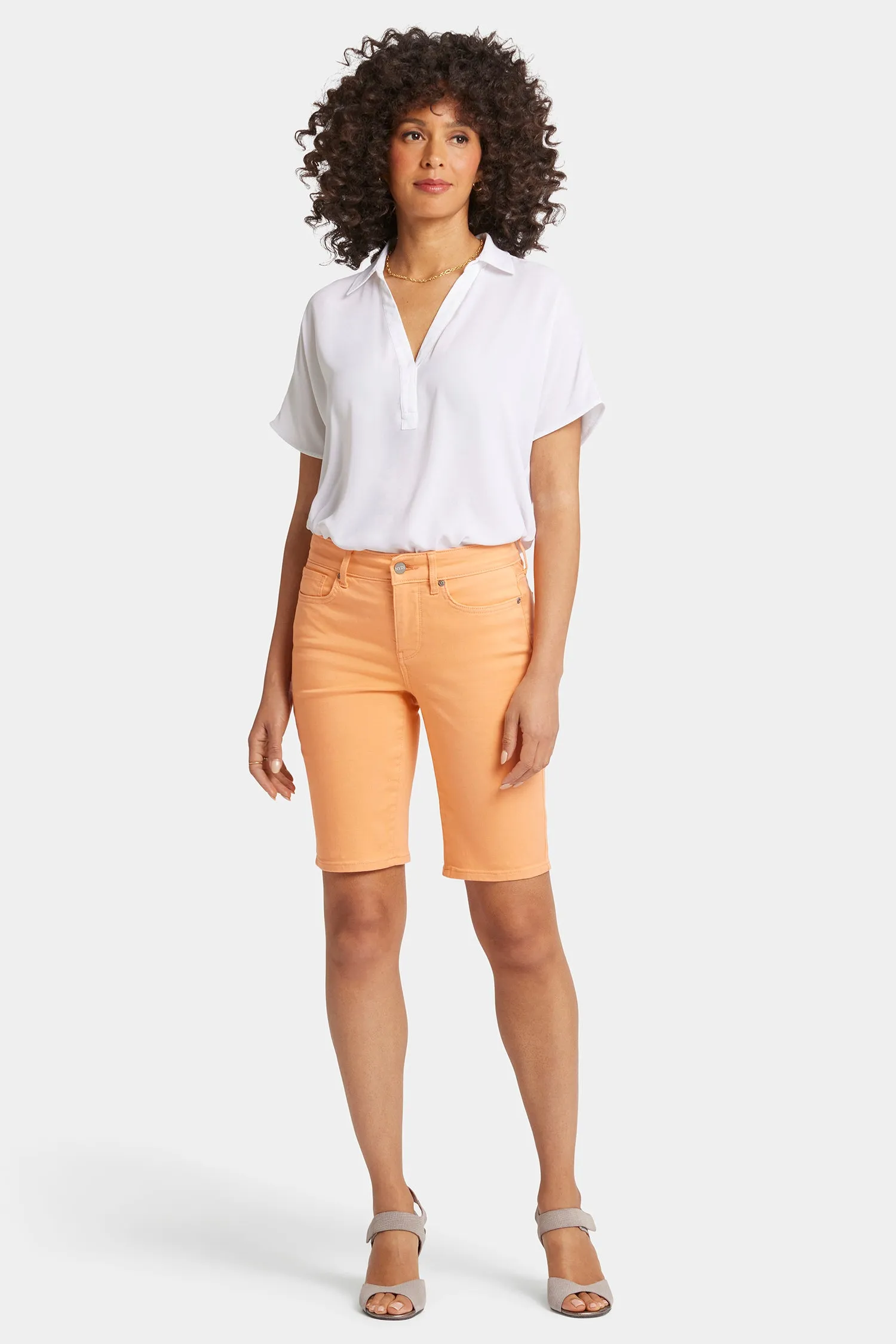 Briella 11 Inch Denim Shorts - Apricot Crush