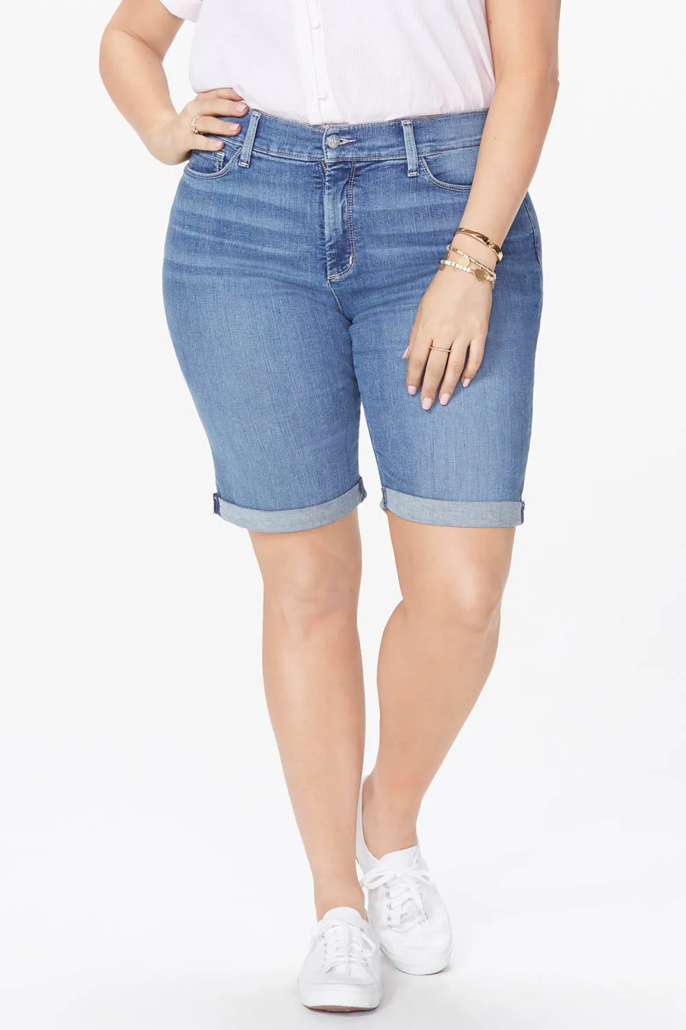 Briella 11 Inch Denim Shorts In Plus Size - Heyburn Wash