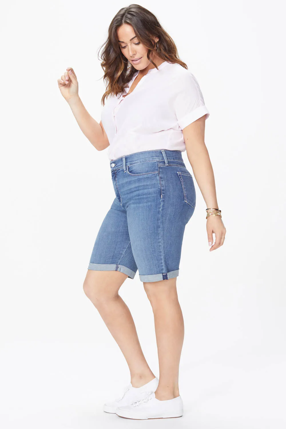 Briella 11 Inch Denim Shorts In Plus Size - Heyburn Wash