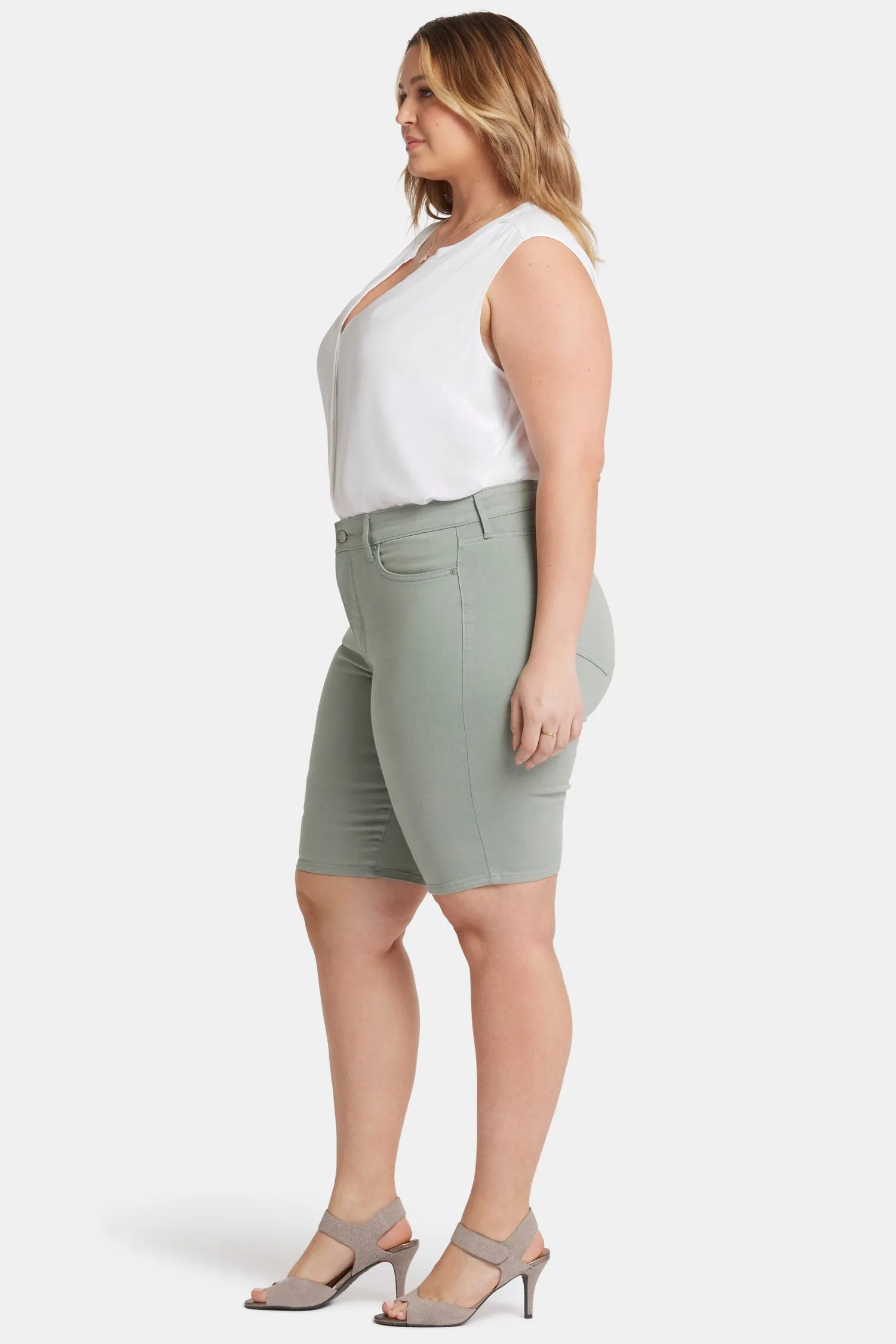 Briella 11 Inch Denim Shorts In Plus Size - Lily Pad