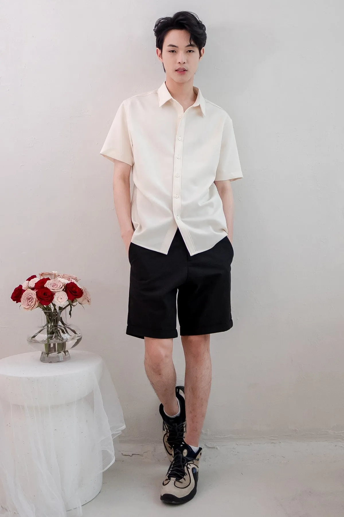 CALLAN BUTTON UP COLLAR SHIRT IN OAT