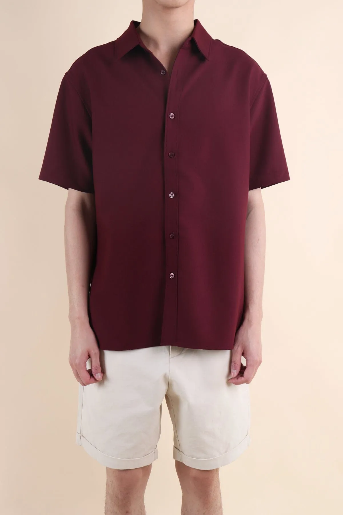 CALLAN BUTTON UP COLLAR SHIRT IN WINE