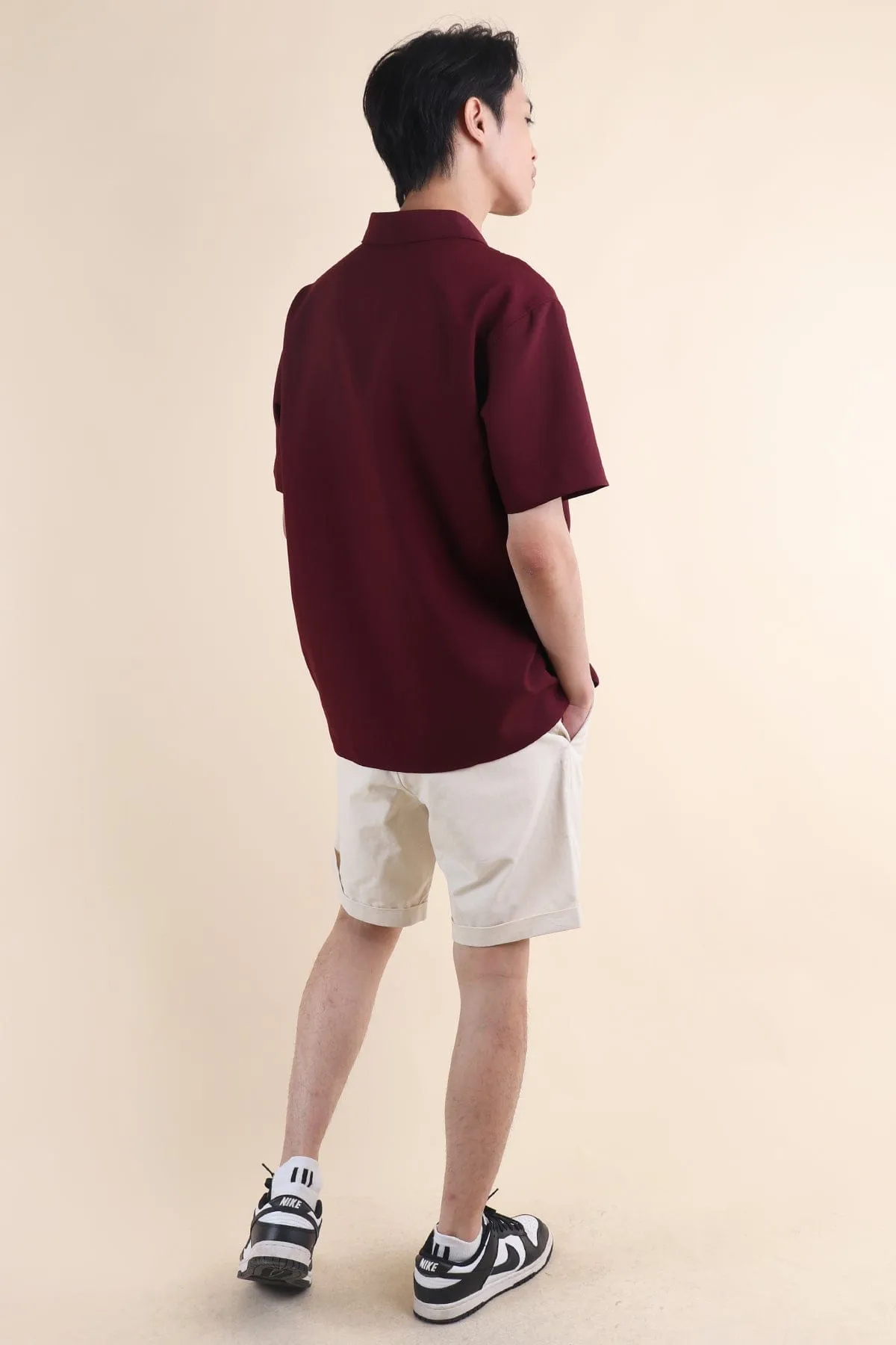 CALLAN BUTTON UP COLLAR SHIRT IN WINE