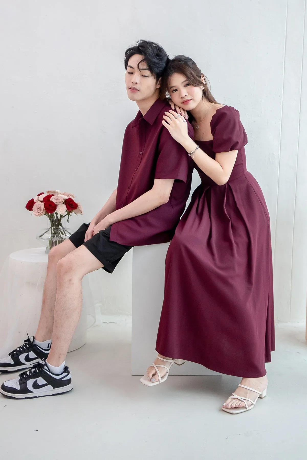 CALLAN BUTTON UP COLLAR SHIRT IN WINE