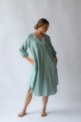 Claudette Linen Dress Sea