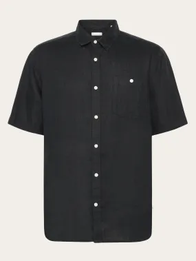 Custom fit linen short sleeve shirt - Black Jet