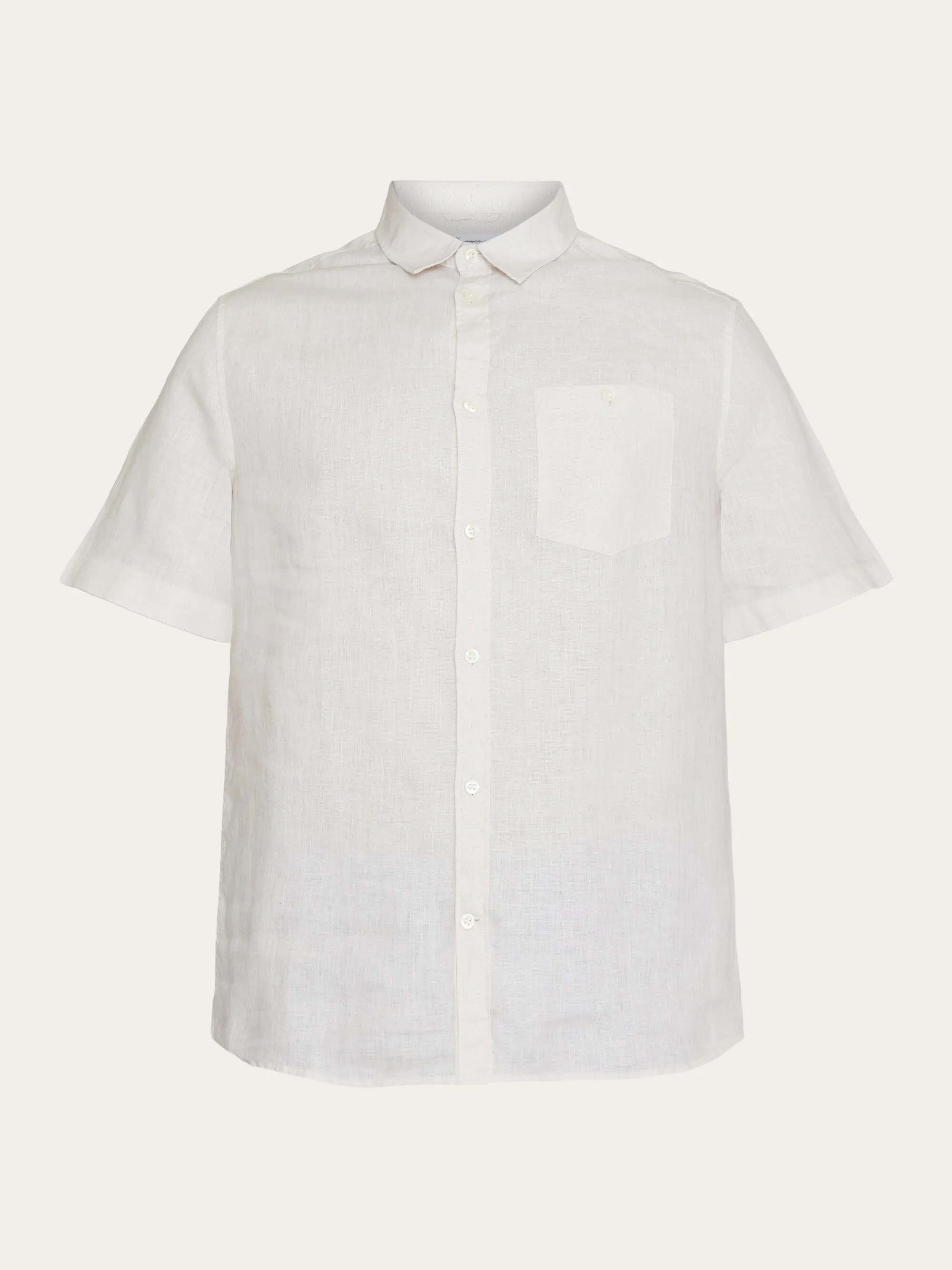 Custom fit linen short sleeve shirt - Light feather gray