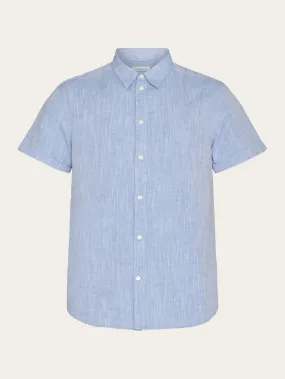 Custom fit linen short sleeve shirt - Moonlight Blue