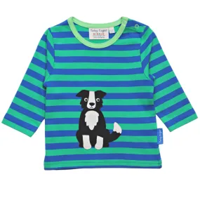 Dog Print Organic Applique Long Sleeved T-shirt