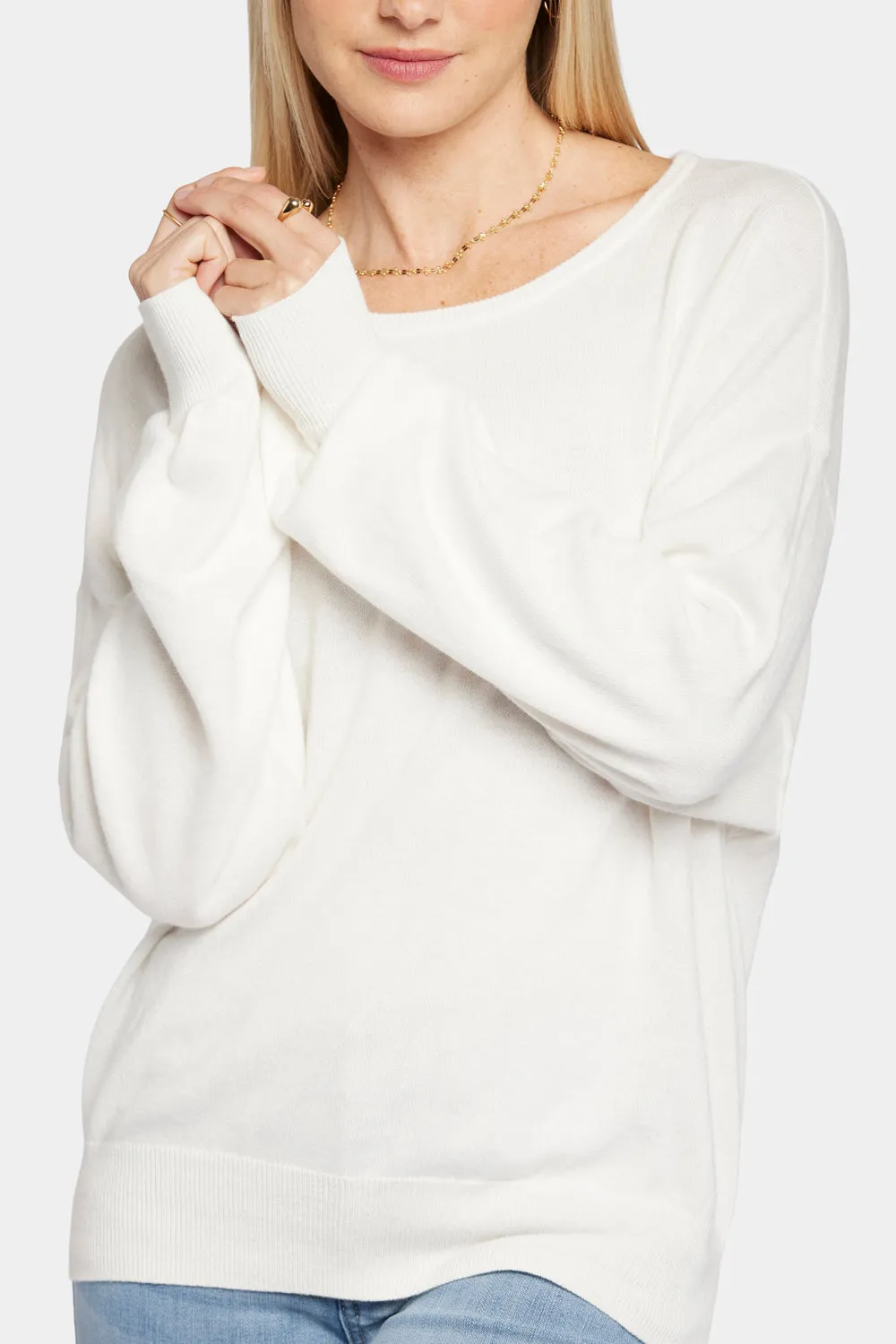 Dolman Sleeved Boatneck Sweater - Ivory