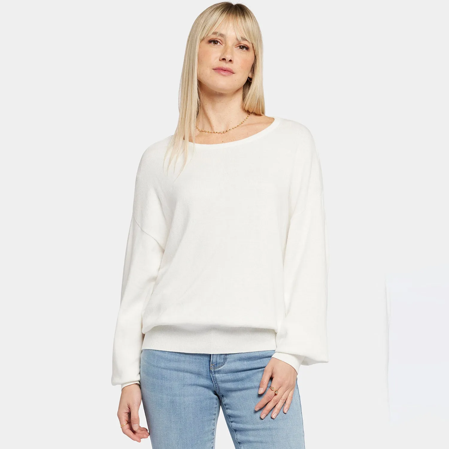 Dolman Sleeved Boatneck Sweater - Ivory