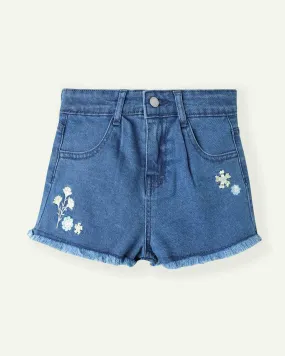 Embroidered Denim Shorts