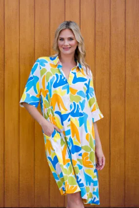 FINAL SALE Shirt Dress in Crested Sunburst