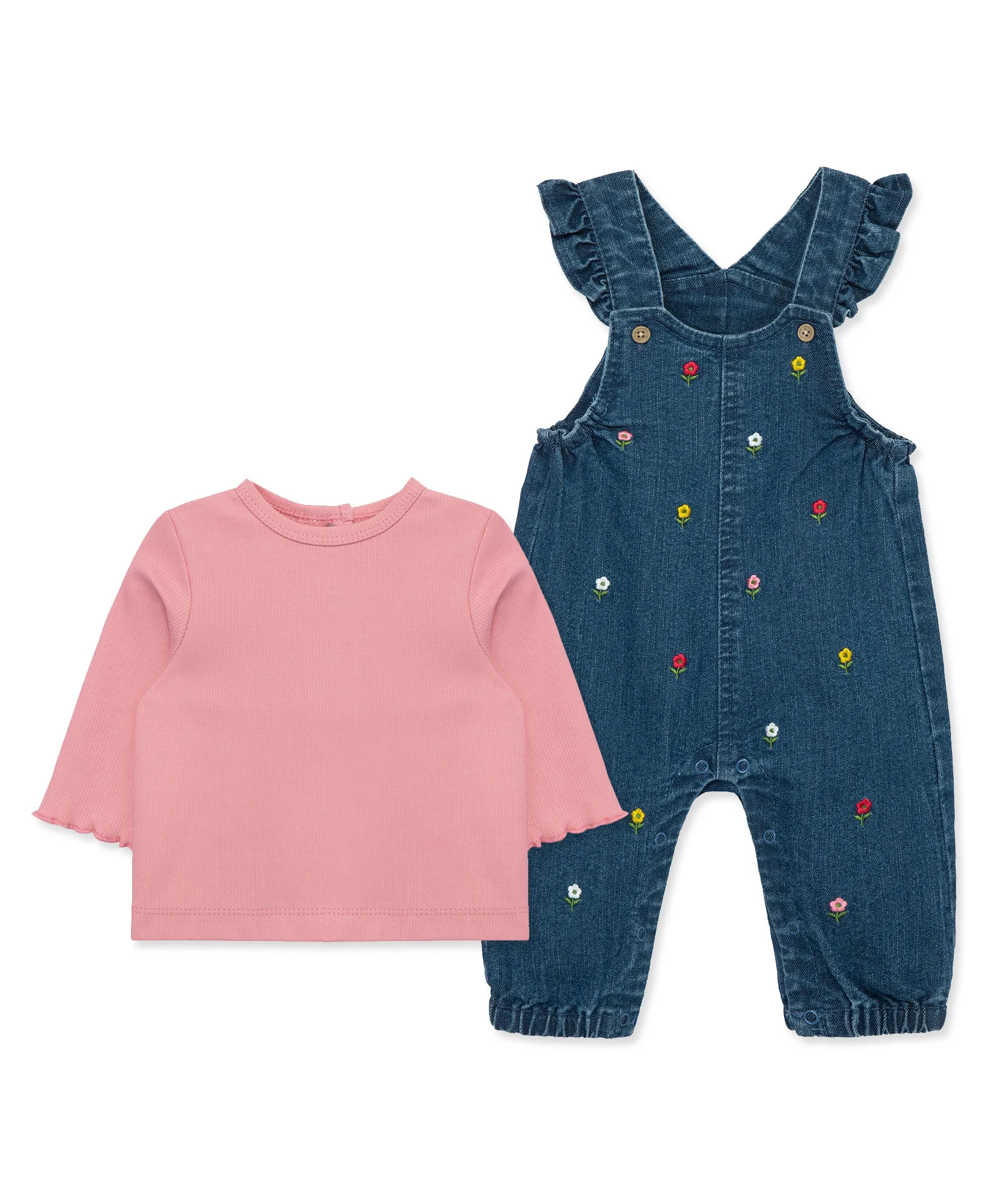 Flowers Woven Overall Set (3M-12M)