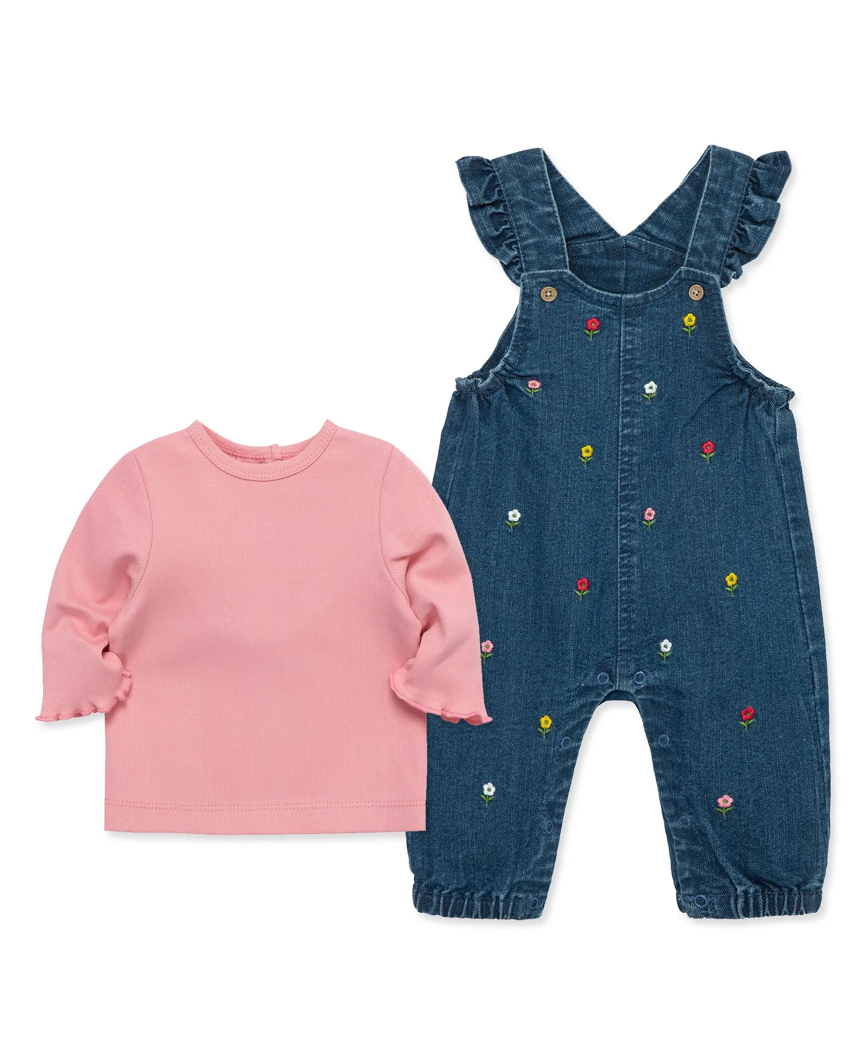 Flowers Woven Overall Set (3M-12M)