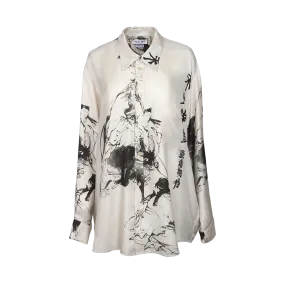 Illustration-Print Silk Shirt