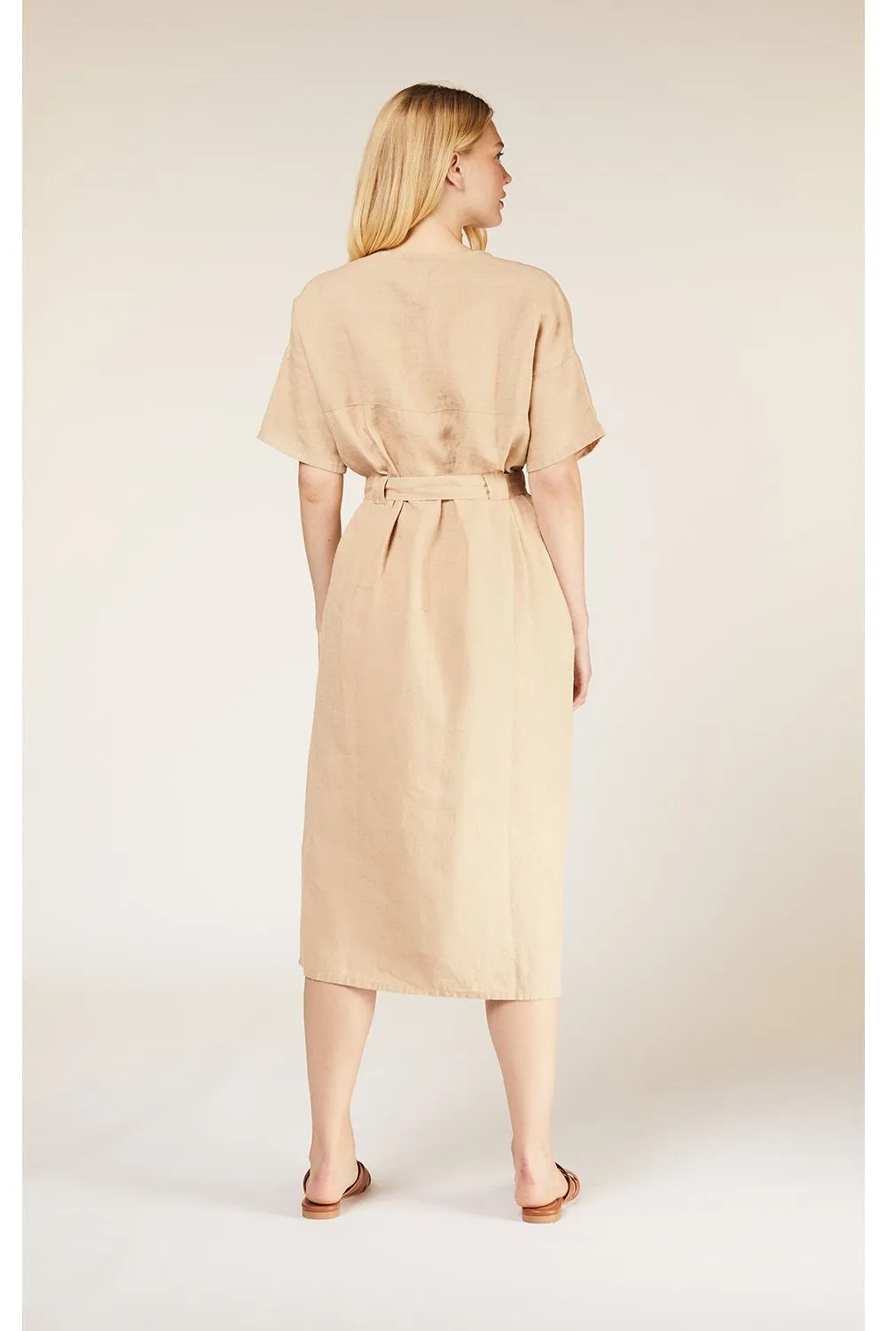 India Linen Dress in Stone