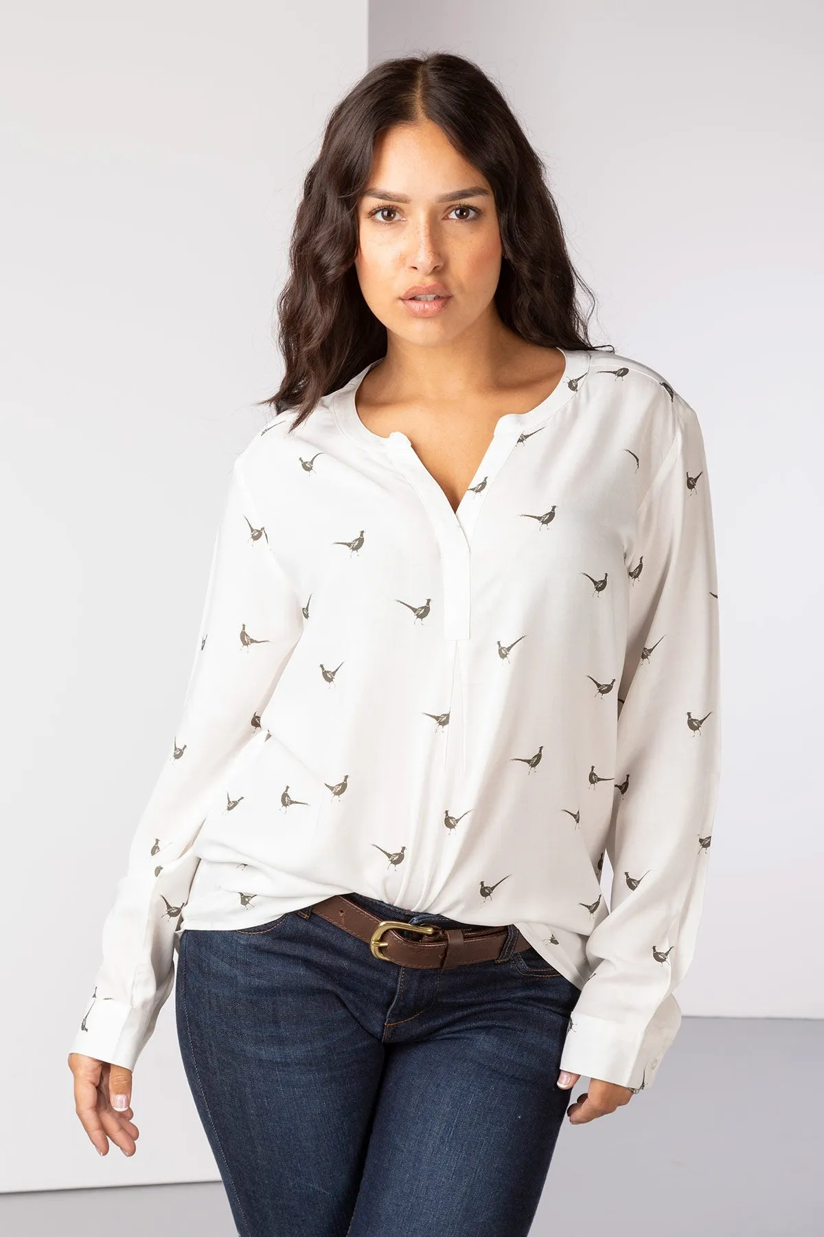 Ladies Long Sleeved Printed Blouse