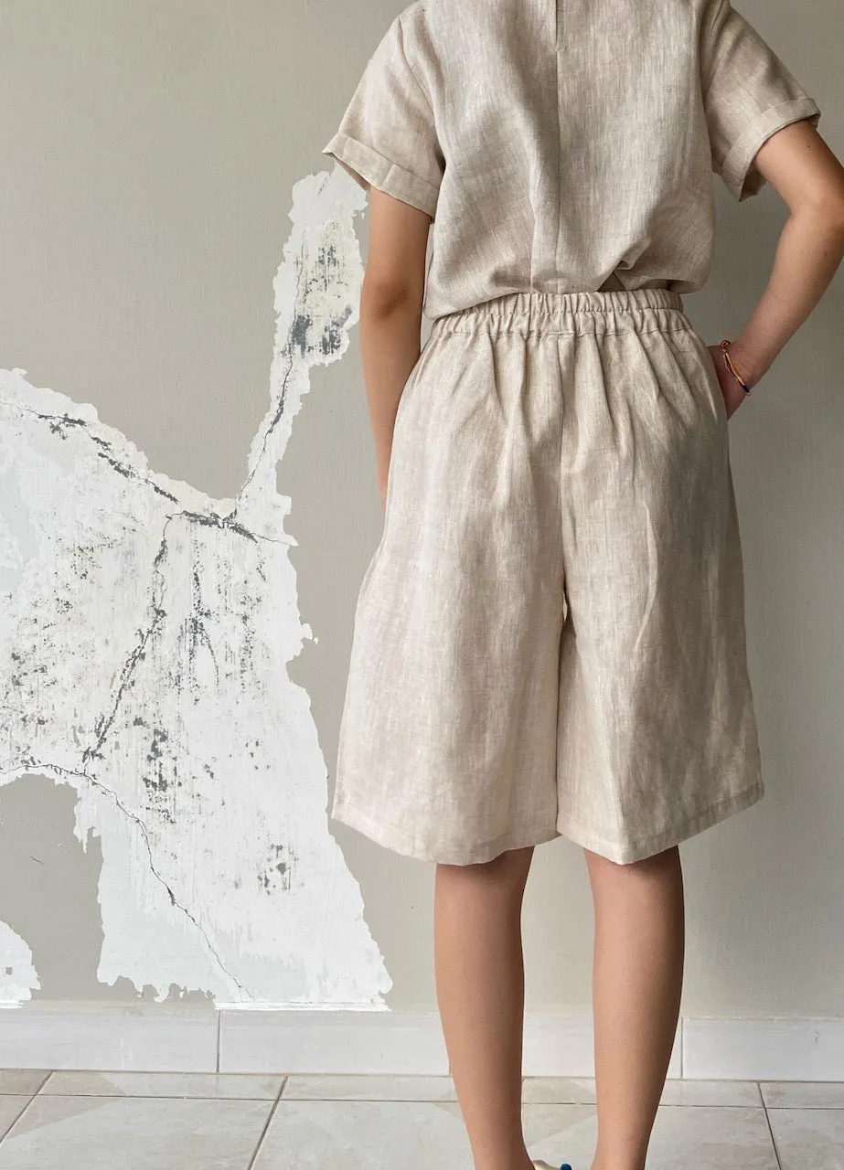 Linen Bermuda Shorts in Natural