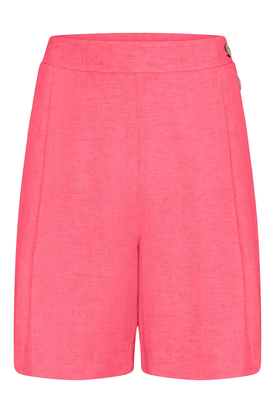 Linen High Waist Shorts in Hot Pink