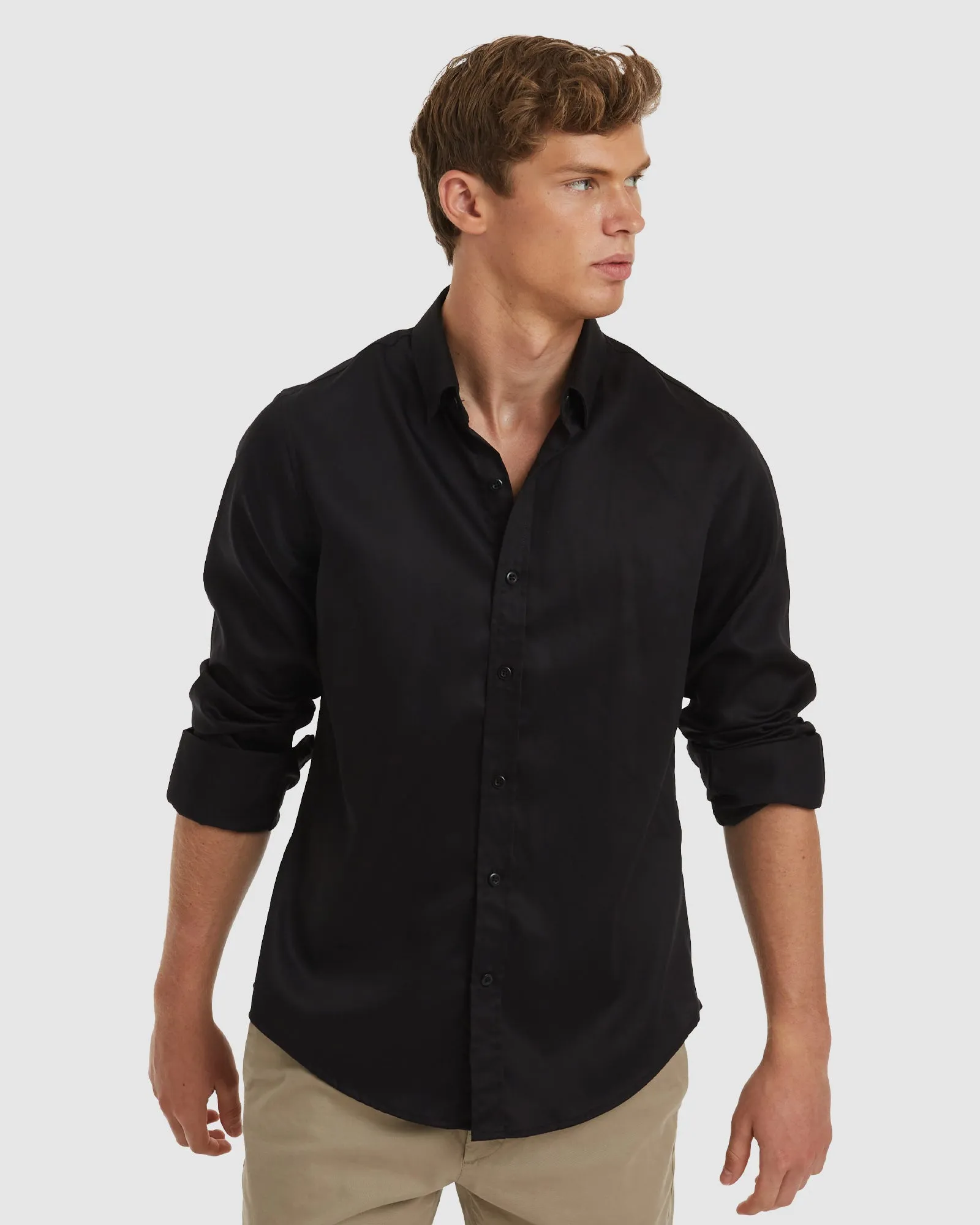 London-Casual Formal Black Non Iron Cotton Shirt