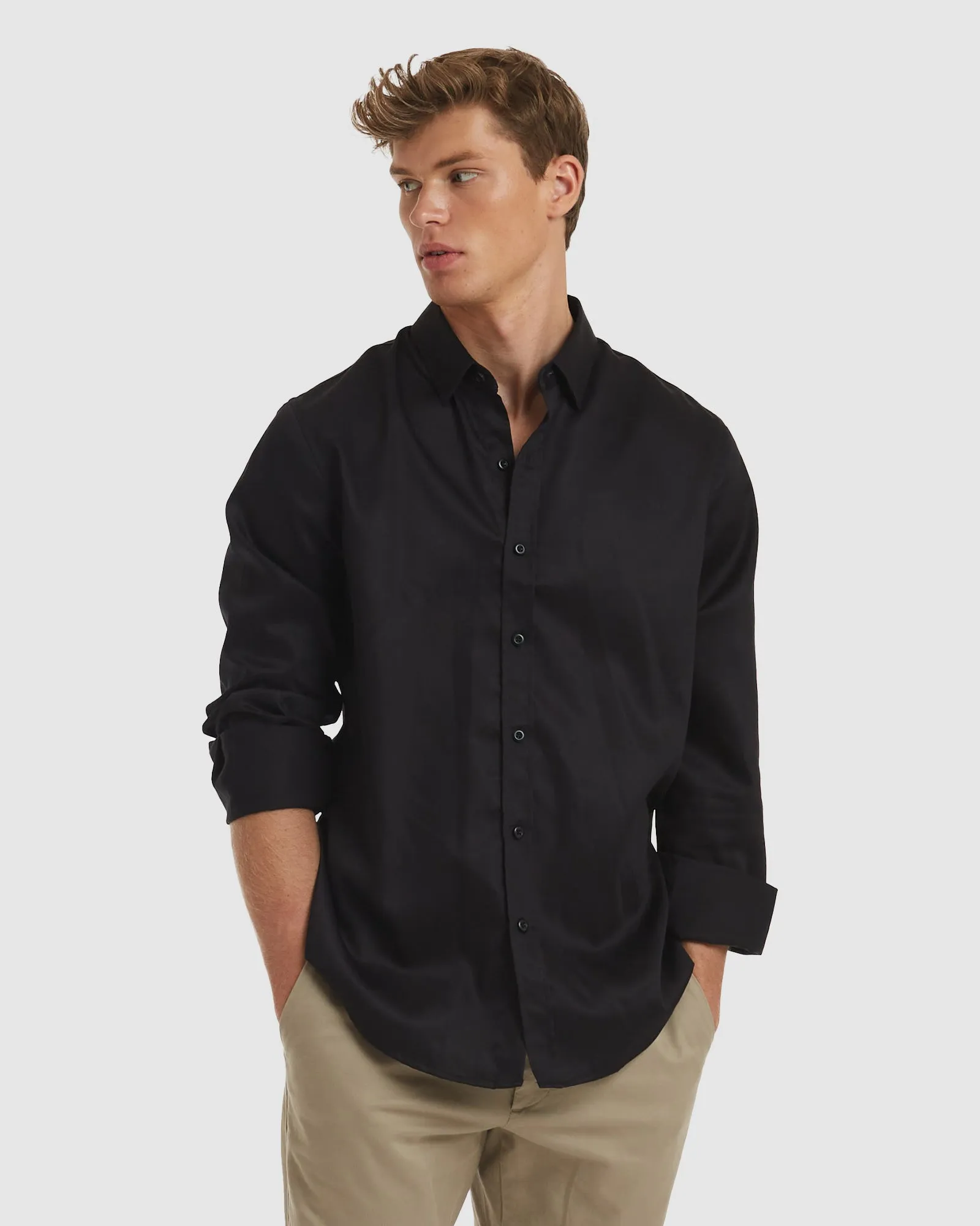 London-Casual Formal Black Non Iron Cotton Shirt