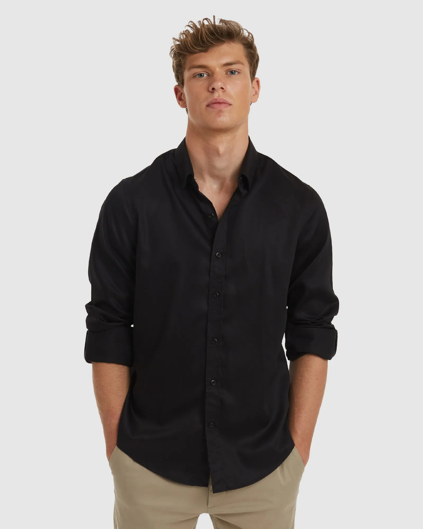 London-Casual Formal Black Non Iron Cotton Shirt