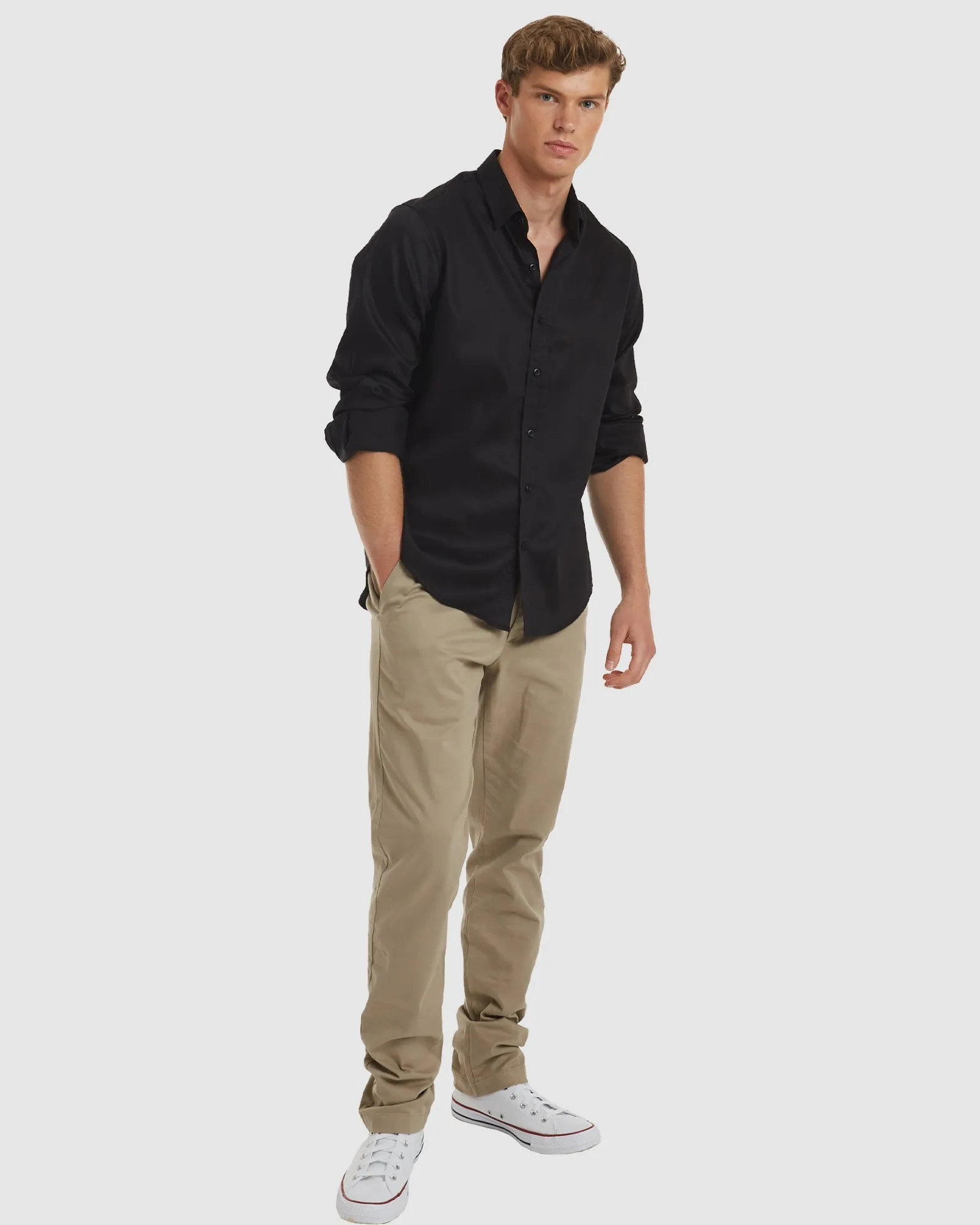 London-Casual Formal Black Non Iron Cotton Shirt