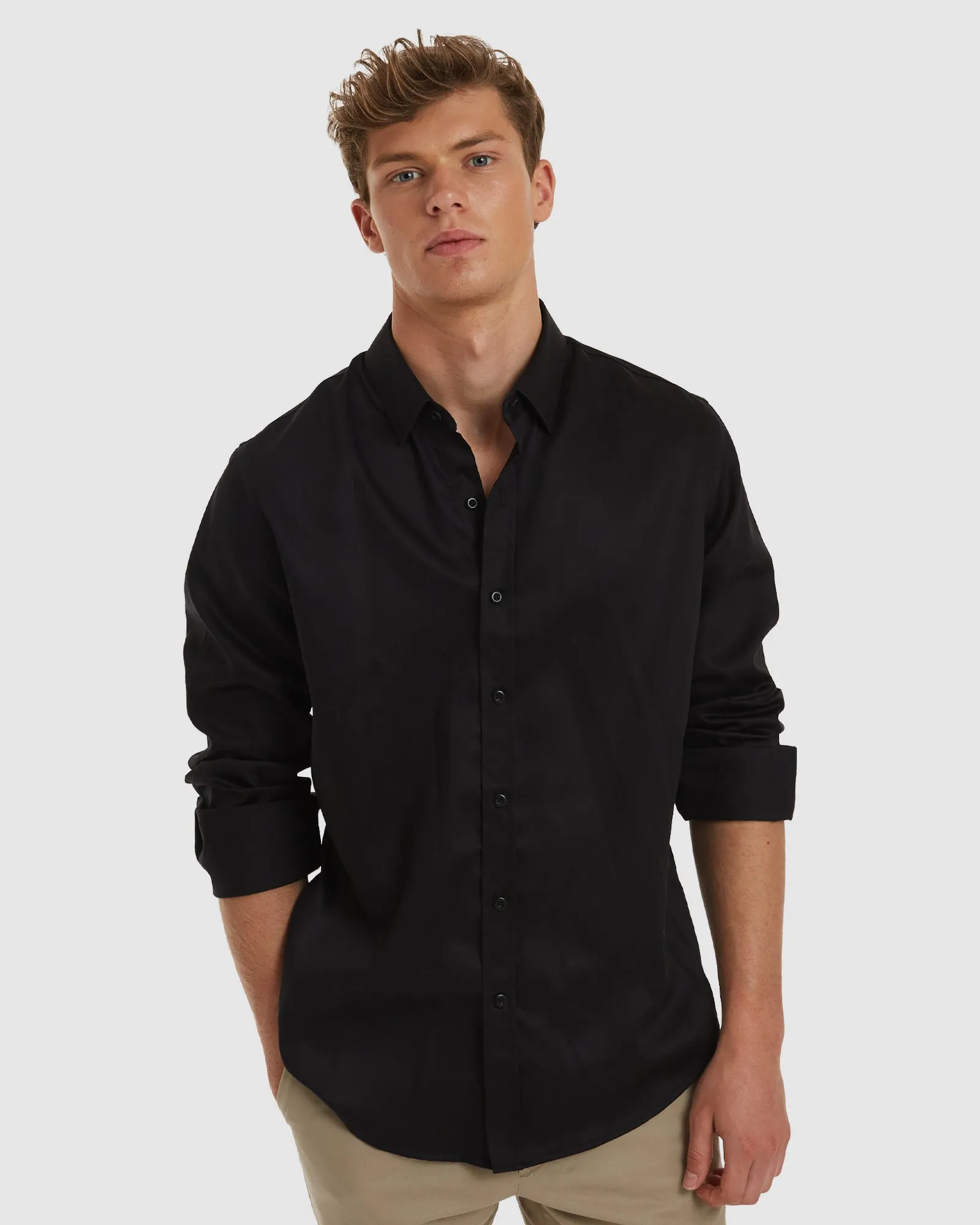 London-Casual Formal Black Non Iron Cotton Shirt