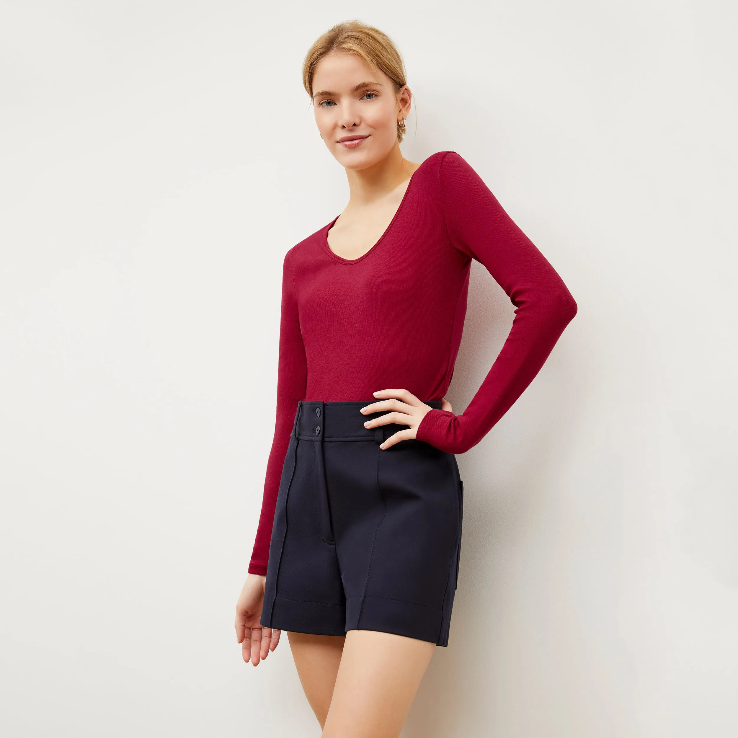 Marcia T-Shirt - Ribbed Pima Cotton :: Fuchsia