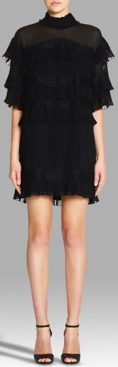 'Piana' Pleated-Ruffled Mini Dress