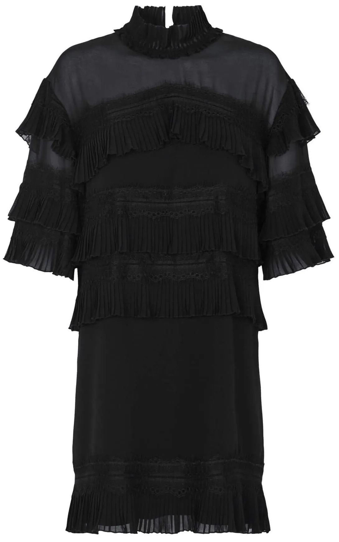 'Piana' Pleated-Ruffled Mini Dress