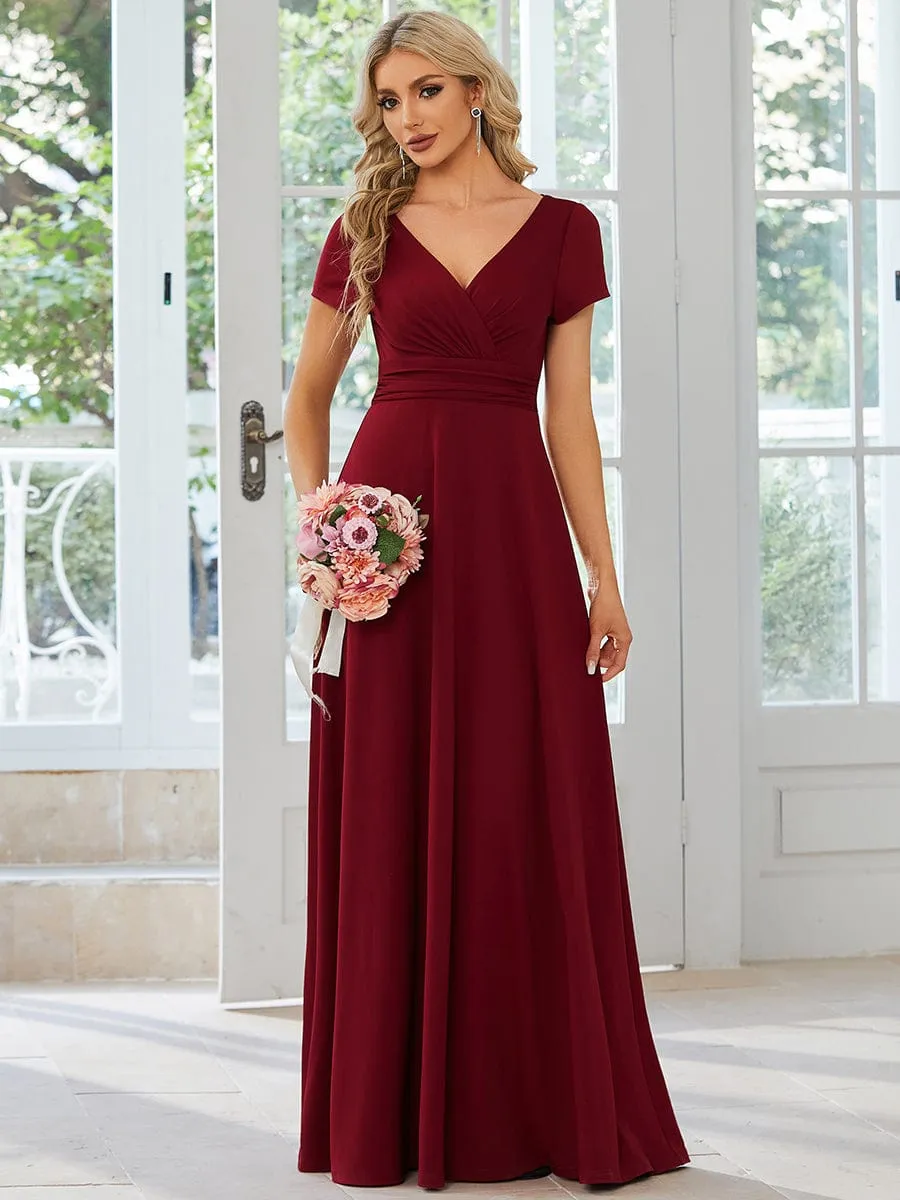 Simple Pleated Empire Waist A-Line Bridesmaid Dress