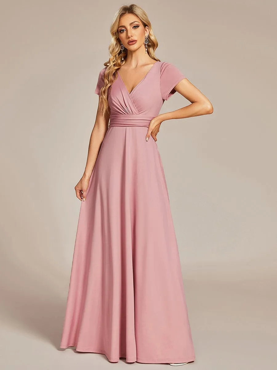 Simple Pleated Empire Waist A-Line Bridesmaid Dress