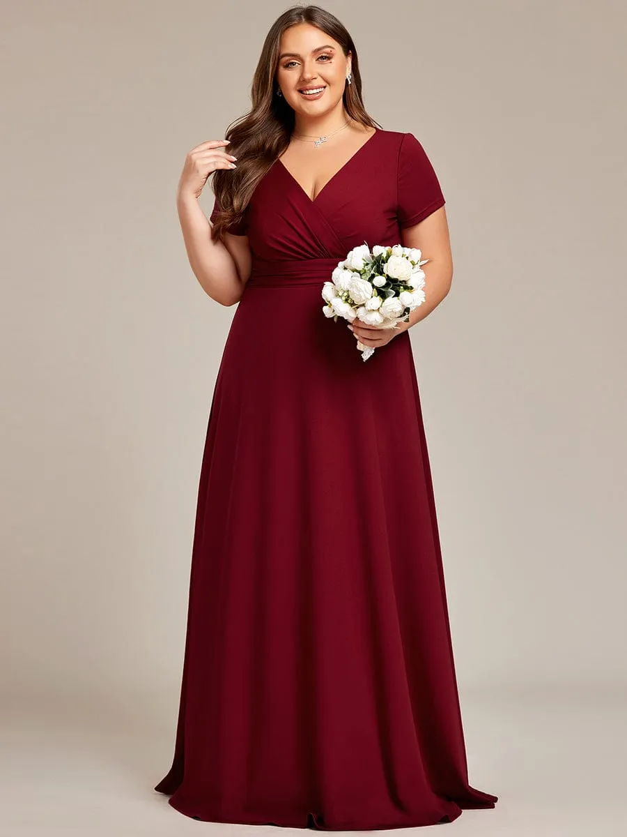 Simple Pleated Empire Waist A-Line Bridesmaid Dress