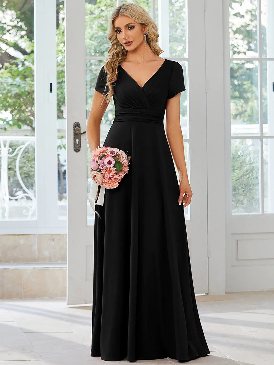 Simple Pleated Empire Waist A-Line Bridesmaid Dress