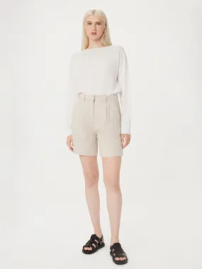 The Amelia Linen Balloon Short in Light Beige