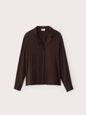 The Long Sleeve Camp Collar Blouse in Elderberry