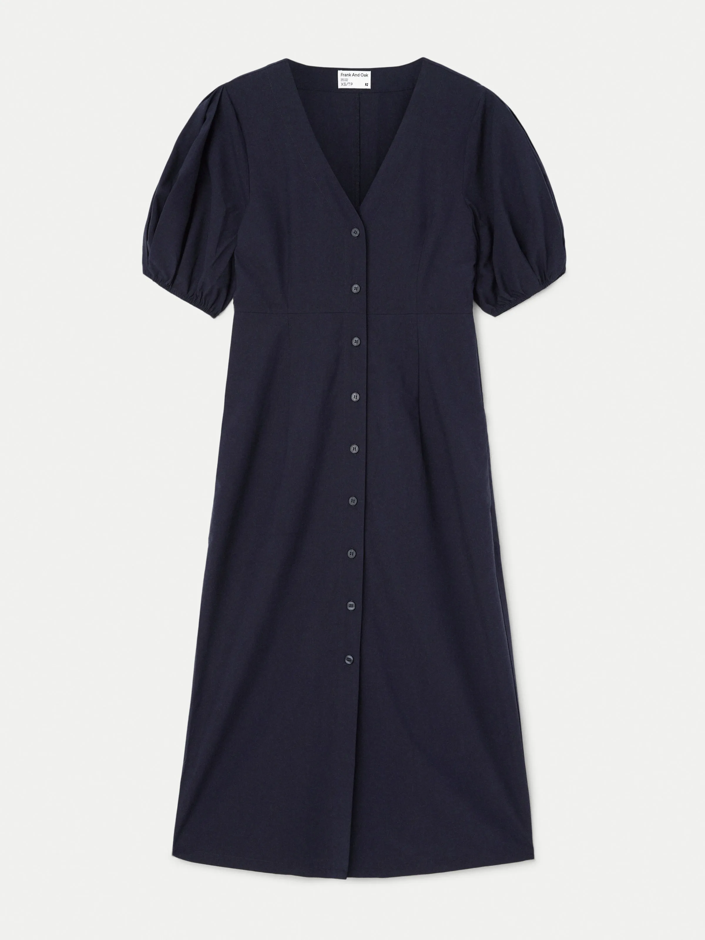 The Poplin Puffy Sleeve Dress in Dark Blue