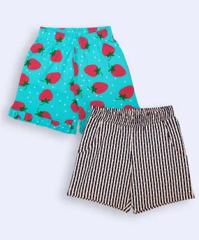 Ventra Cherry & Spike Stripes Shorts Combo (2 Pcs)